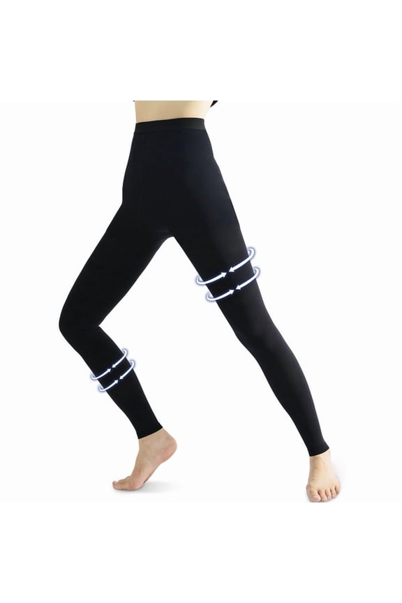 Medical Compression Pantyhose, 20-30mmHg Graduated Support Tights, Opaque Footless, Waist High ,Varicose Veins, Edema, Flight, DVT,Black,1 Count