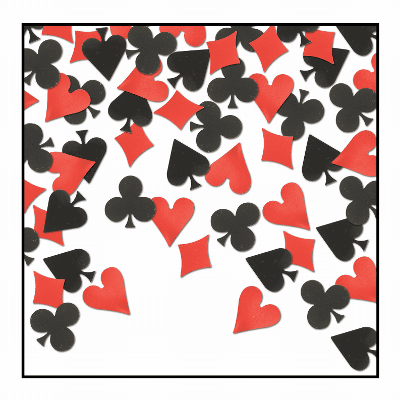 beistle cn313 card "suit" confetti, 0.5 oz, black/red