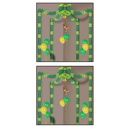 Beistle , 2 Piece Jungle Monkey Party Canopies, (Green/Light Green)