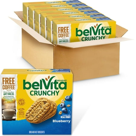 belVita Blueberry Breakfast Biscuits, 30 Total Packs, 6 Boxes (4 Biscuits Per Pack)