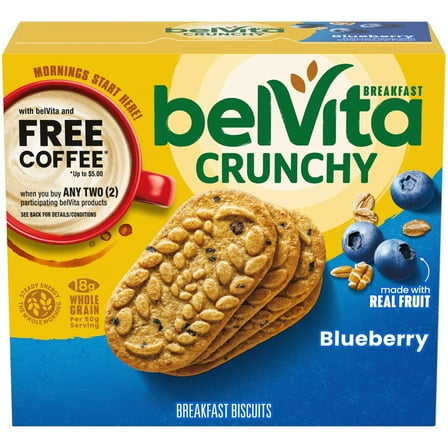 belVita Breakfast Bars Biscuits, Blueberry, 5 Packs (4 Biscuits Per Pack)