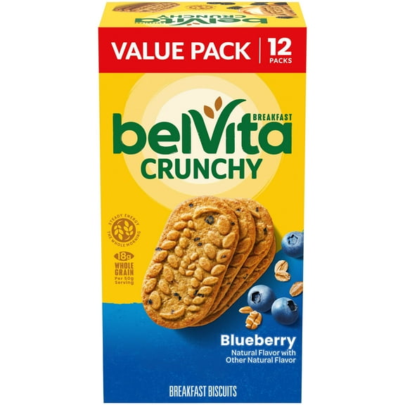 belVita Blueberry Breakfast Biscuits, HP29 Value Pack, 12 Packs (4 Biscuits Per Pack)