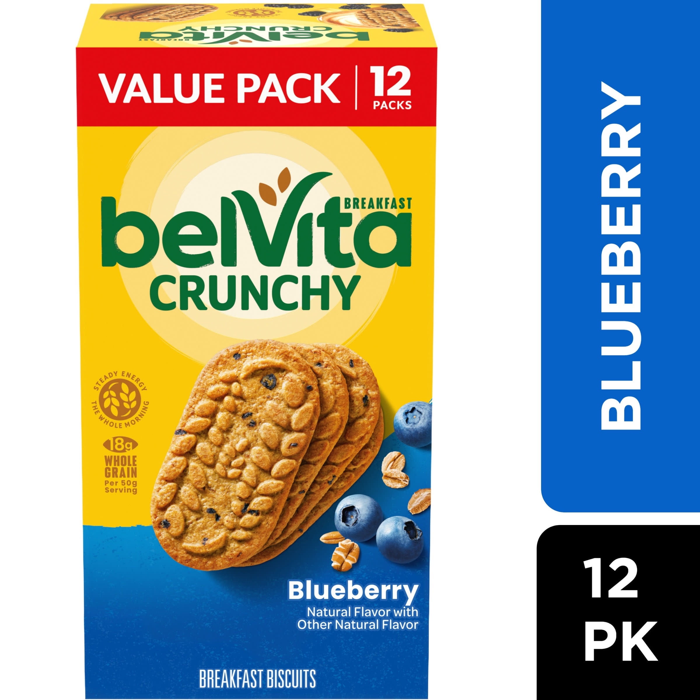 belVita Blueberry Breakfast Biscuits, Value Pack, 12 Packs (4 Biscuits