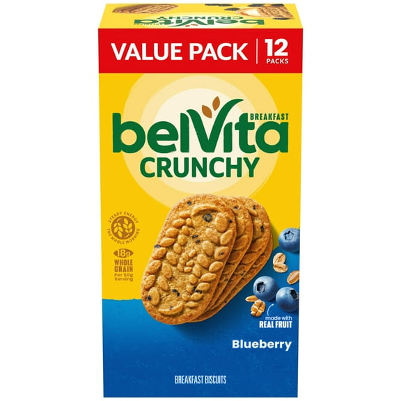 belVita Breakfast Bars Biscuits, Blueberry, Value Pack, 12 Packs (4 Biscuits Per Pack)