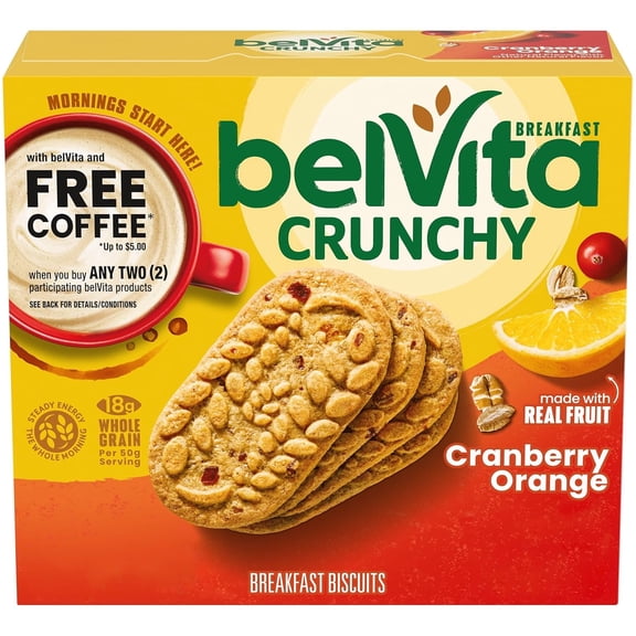 belVita Breakfast Bars Biscuits, Cranberry Orange, 5 Packs (4 Biscuits Per Pack) ( Pack of 2 )