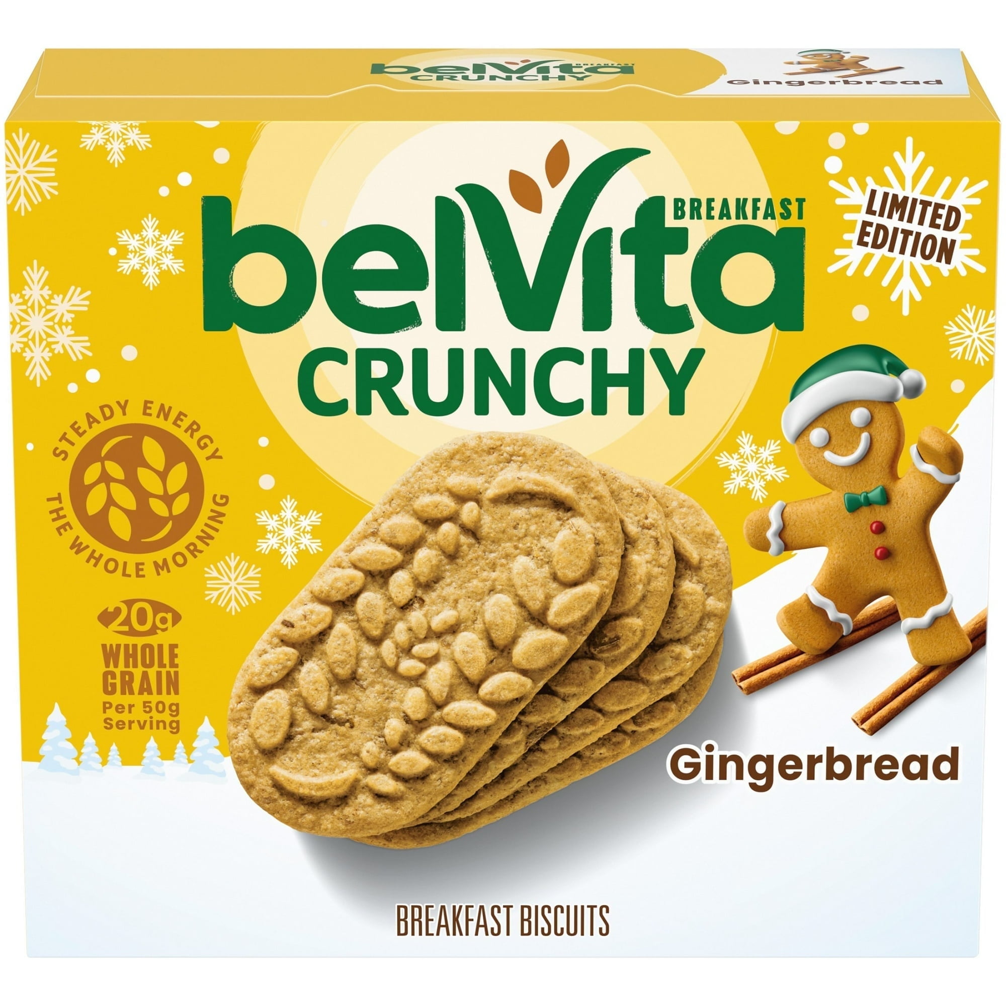 belVita Breakfast Bars Biscuits, Gingerbread, Limited Edition, 5 Packs (4 Biscuits Per Pack)