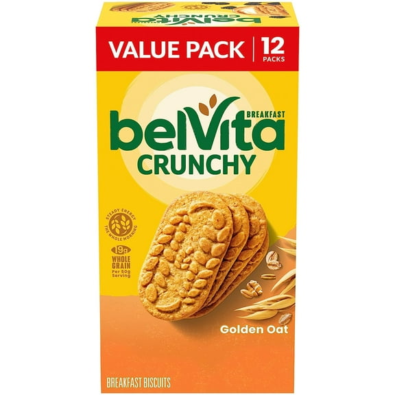 belVita Breakfast Bars Biscuits, Golden Oat, Value Pack, 12 Packs (4 Biscuits Per Pack) ( Pack of 2 )
