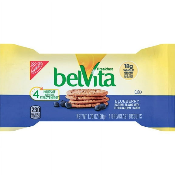 belVita Breakfast Biscuits - Individually Wrapped, Hydrogenated Oil-free, Sweetener-free - Blueberry - 1.76 oz - 8 / Box | Bundle of 2 Boxes