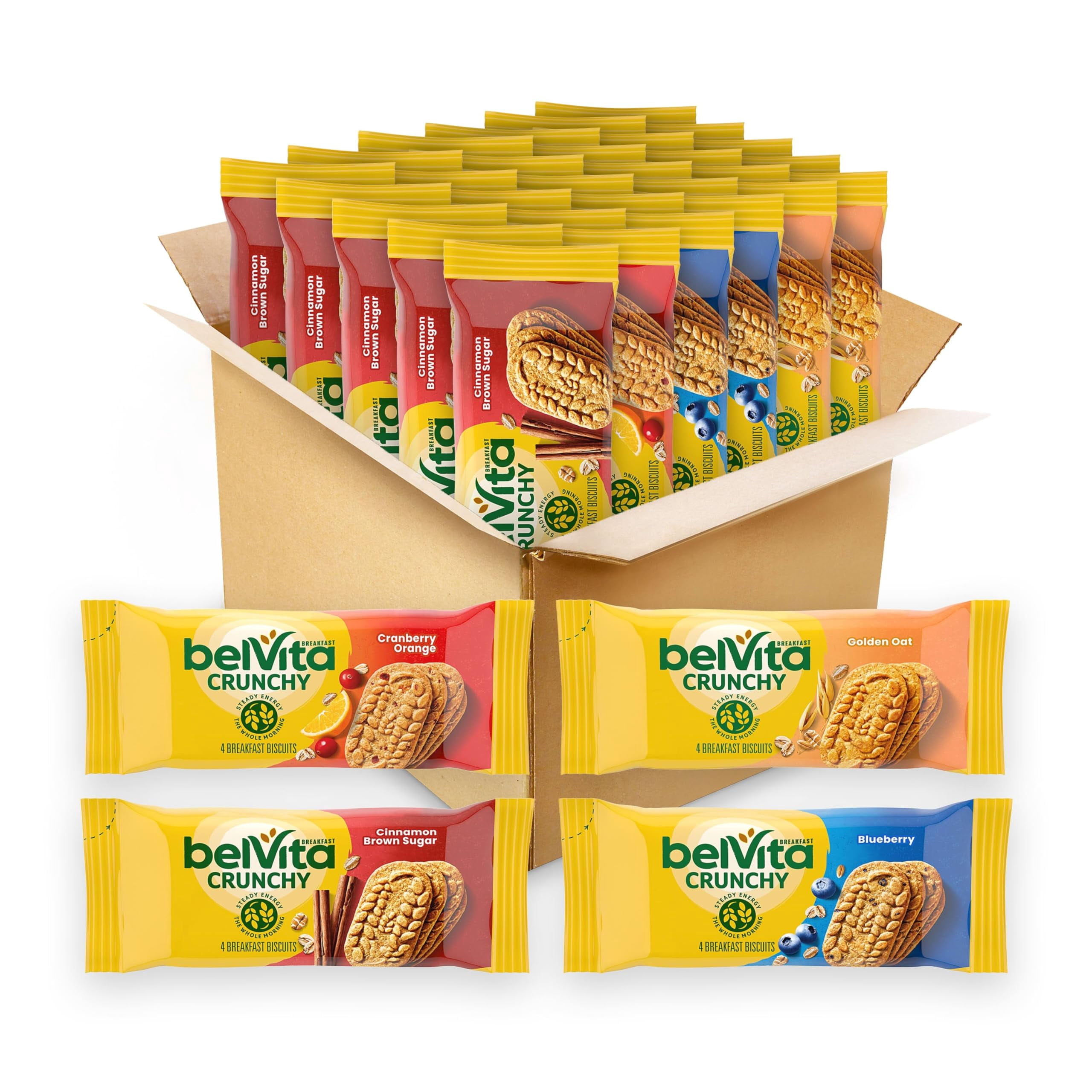 belVita Breakfast Bars Biscuits Variety Pack, 4 Flavors, 6 Boxes (30 Total Packs)