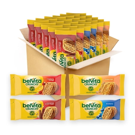 belVita Breakfast Bars Biscuits Variety Pack, 4 Flavors, 6 Boxes (30 Total Packs)