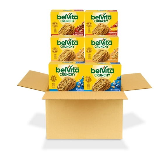 belVita Breakfast Bars Biscuits Variety Pack, 4 Flavors, 6 Boxes (30 Total Packs)