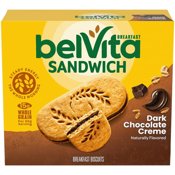 belVita Breakfast Bar Biscuit Sandwiches Dark Chocolate Creme, 5 Packs