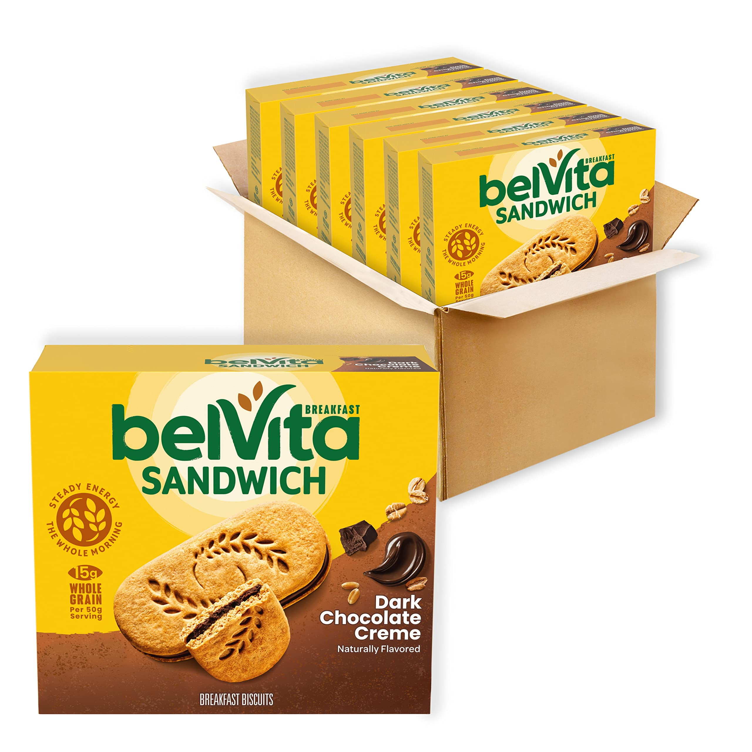 belVita Breakfast Sandwich Dark YPF5&nbsp;Chocolate Creme Breakfast Biscuits, 30 Total Packs, 6 Boxes (2 Sandwiches Per Pack)