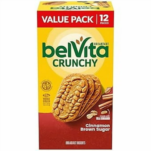 belVita Cinnamon Brown Sugar Breakfast Biscuits, Value Pack, 12 Packs (4 Biscuits Per Pack)