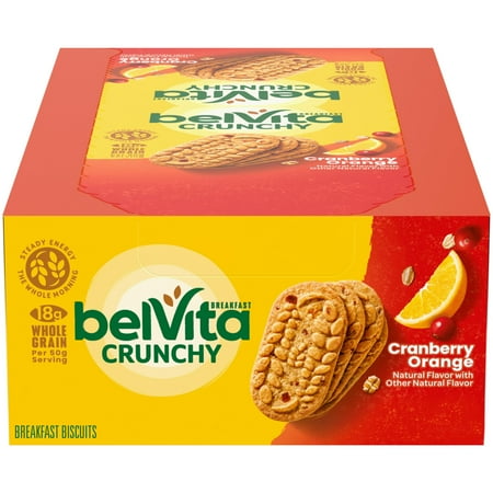 belVita Cranberry Orange Breakfast Biscuits, 8 Packs (4 Biscuits Per Pack)