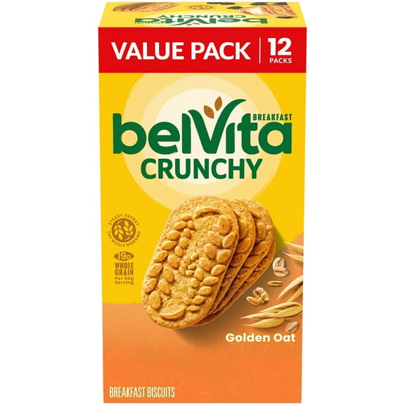 belVita Golden Oat Breakfast SSF20 Biscuits, Value Pack, 12 Packs (4 Biscuits Per Pack)