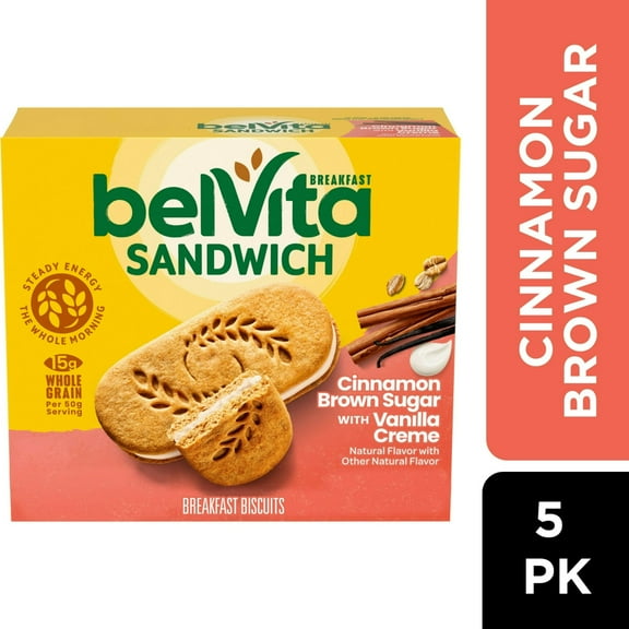 belVita Sandwich Cinnamon Brown Sugar with Vanilla Creme Breakfast Biscuits, 5 Packs (Pack of 4)
