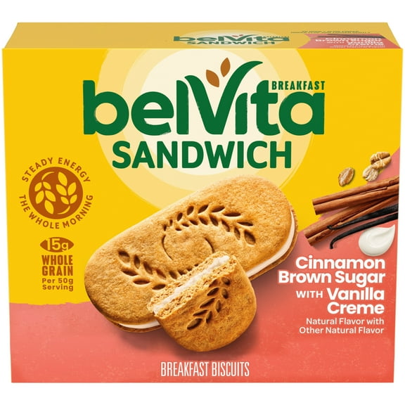 belVita Breakfast Bar Biscuit Sandwiches Cinnamon Brown Sugar with Vanilla Creme, 5 Packs