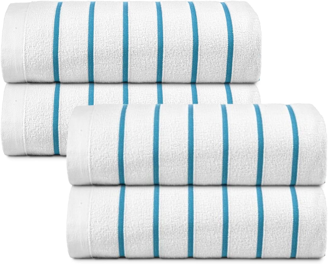 belem Aqua Blue Horizontal Stripe Oversized Pool Towels Bulk 30x60-60 Pack Beach Towels Bulk - Highly Absorbent Spa & Hotel Bath Sheet - Quick Drying & Soft Towels in Bulk