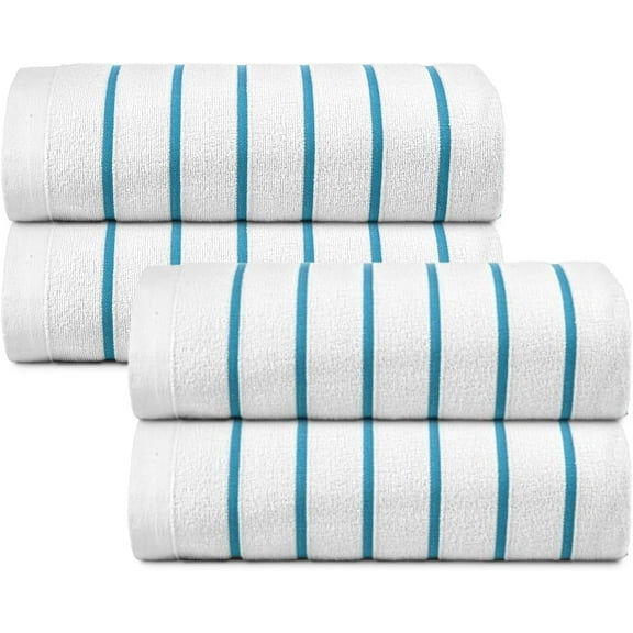 belem Aqua Blue Horizontal Stripe Oversized Pool Towels Bulk 30x60-60 Pack Beach Towels Bulk - Highly Absorbent Spa & Hotel Bath Sheet - Quick Drying & Soft Towels in Bulk