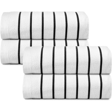 belem Black Horizontal Stripe Oversized Pool Towels Bulk 30x60-60 Pack Beach Towels Bulk - Highly Absorbent Spa & Hotel Bath Sheet - Quick Drying & Soft Towels in Bulk