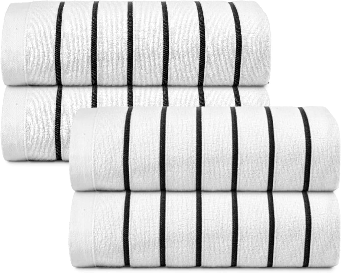 belem Black Horizontal Stripe Oversized Pool Towels Bulk 36x68-24 Pack Beach Towels Bulk - Highly Absorbent Spa & Hotel Bath Sheet - Quick Drying - Durable & Soft Towels in Bulk