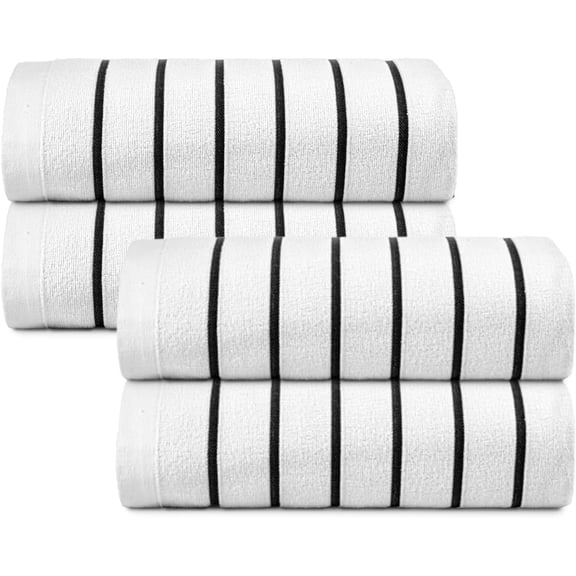 belem Black Horizontal Stripe Oversized Pool Towels Bulk 36x68-24 Pack Beach Towels Bulk - Highly Absorbent Spa & Hotel Bath Sheet - Quick Drying - Durable & Soft Towels in Bulk