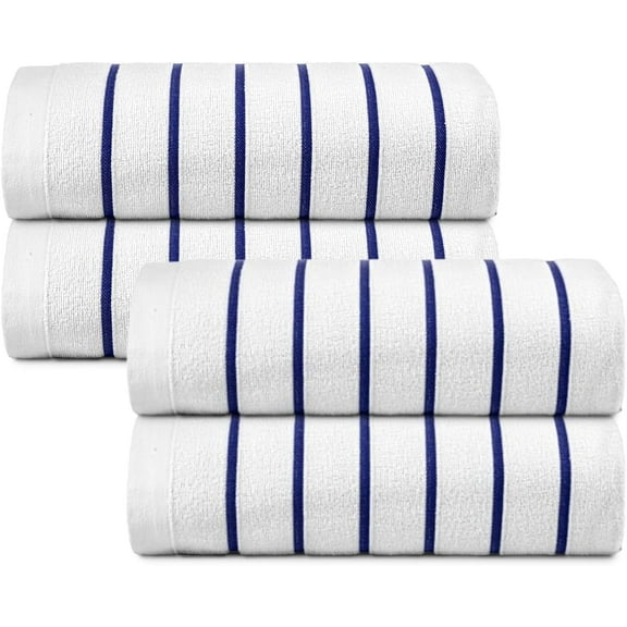 belem Blue Horizontal Stripe Oversized Pool Towels Bulk 30x60-60 Pack Beach Towels Bulk - Highly Absorbent Spa & Hotel Bath Sheet - Quick Drying - Durable & Soft Towels in Bulk