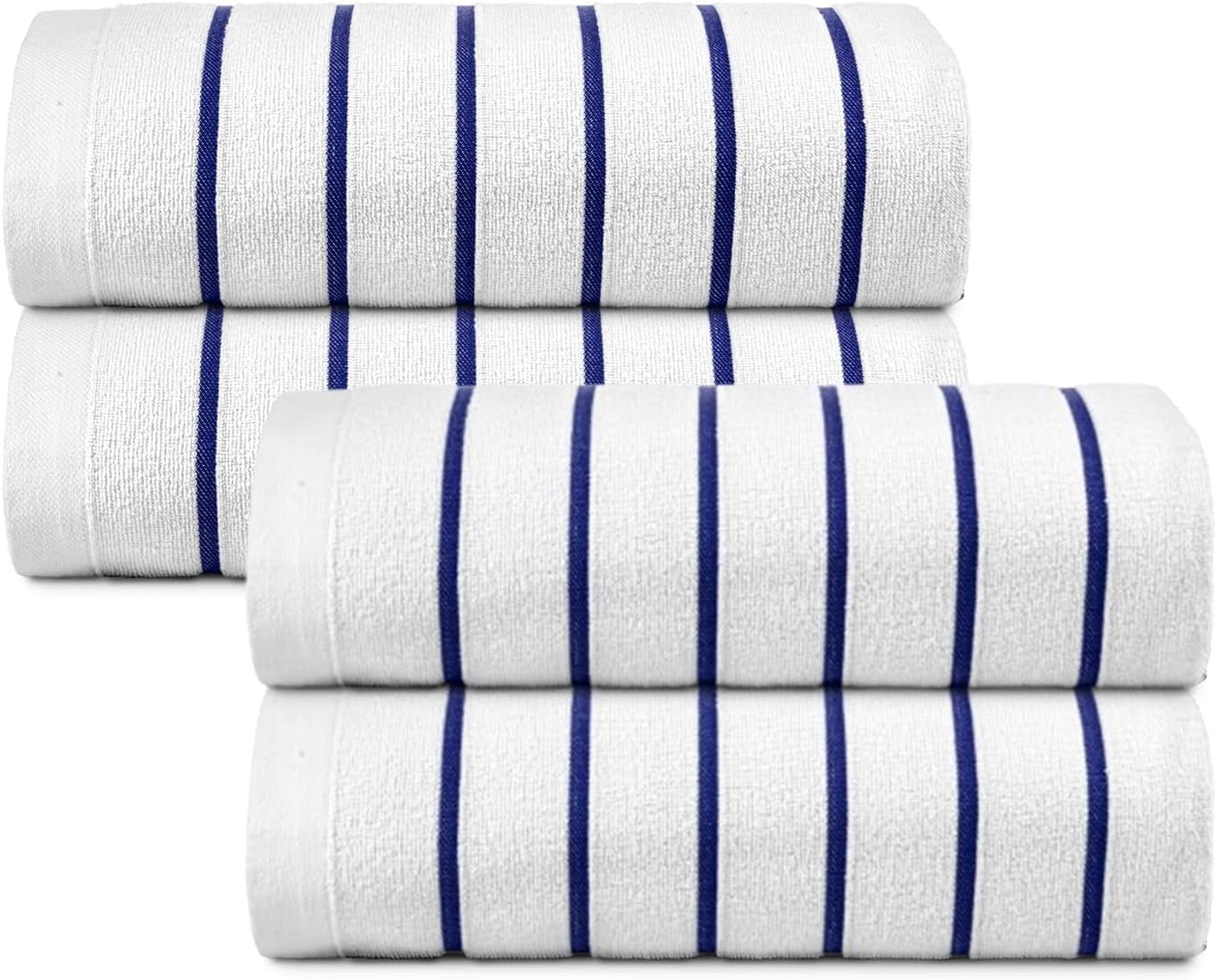 belem Blue Horizontal Stripe Oversized Pool Towels Bulk 36x68-24 Pack Beach Towels Bulk - Highly Absorbent Spa & Hotel Bath Sheet - Quick Drying - Durable & Soft Towels in Bulk