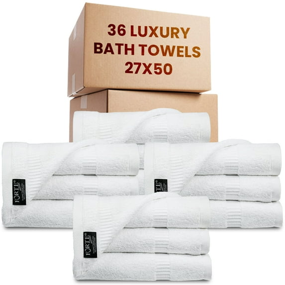 belem Bulk Bath Towels (27x50) | Luxury Collection Hotel Bath Towels |36 Pieces/3 Dozen Wholesale Pack | 100% Combed Cotton Highly Absorbent (700GSM) White Bath Towels for Hotel, Spa & Everyday Use…