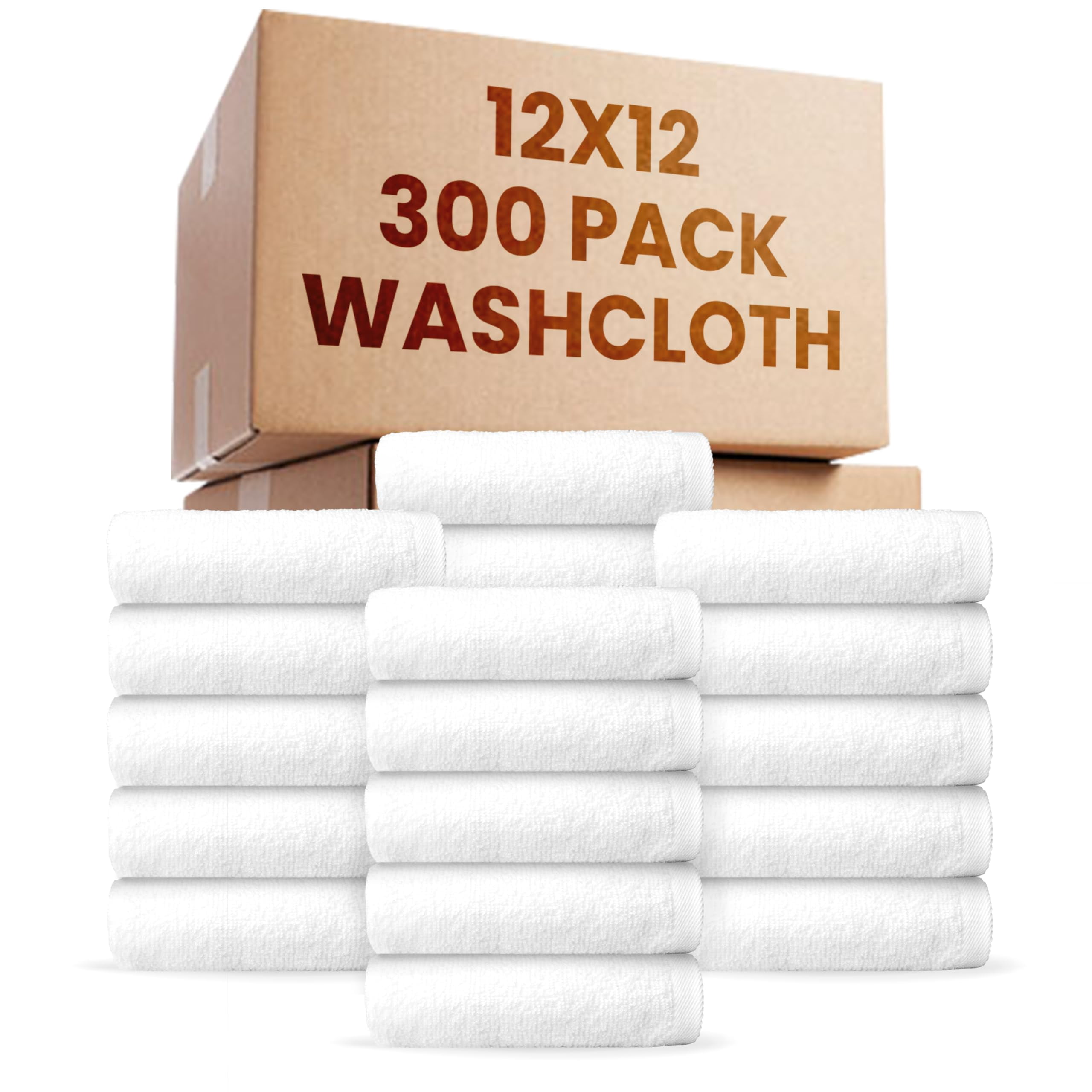 belem Economy Bulk Washcloths - 300 Pieces 12x12 Wash Cloths Bulk - Super Absorbing, Soft & Long Lasting Face Towels in Bulk for Hotels, Spa, Kitchen and Bathroom