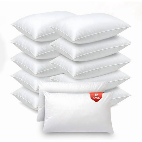 belem Economy Collection Queen Pillows in Bulk 20""x30"" | Down Alternative Bulk Pillows 12 Pack | Bed Pillows Bulk for Sleeping | Soft Hotel Pillows for Side, Back, or Stomach Sleepers, White