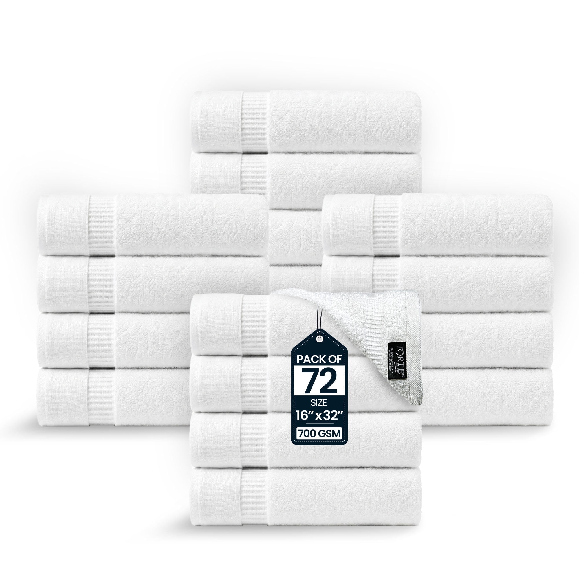 belem Forte Premium 72 Salon Towels Bulk 16x32 - 72 Pack Wholesale - 100% Cotton White Hand Towels Bulk
