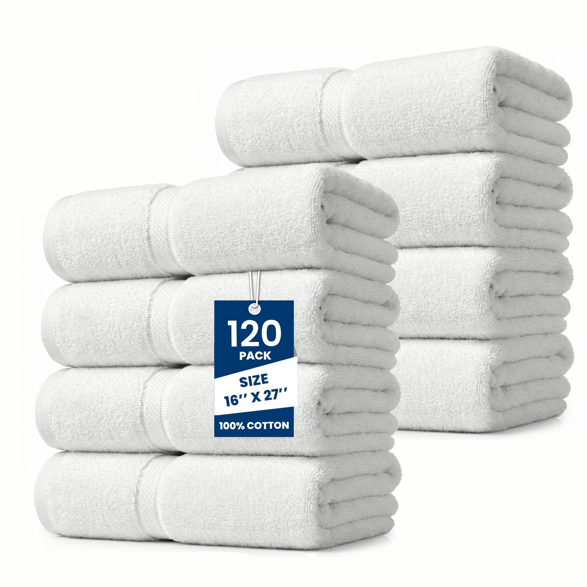 Belem Luxury Cotton Bath Towels, Absorbent and Durable, 16x27 Inch, Pack of 120