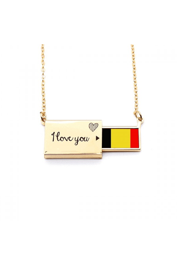 belgium national flag eu country letter envelope necklace pendant jewelry