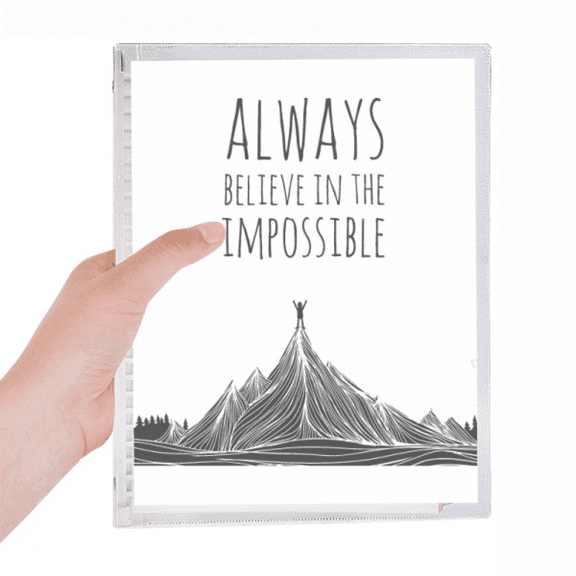 believe impossible black white quote notebook loose diary refillable journal statiry