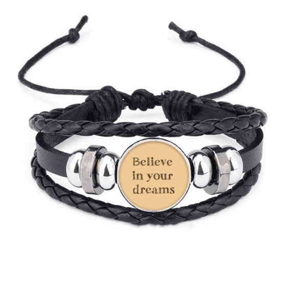 believe in your dream inspirational bracelet braided leather woven wristband