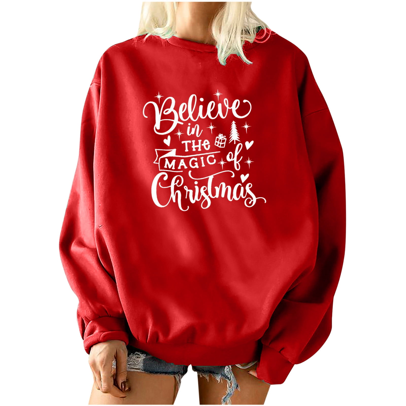 believe in the magic of ChristmasWomen's Christmas Print Fleece Long
