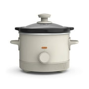 bella 1.5 Qt Manual Slow Cooker with 3 Heat Settings, Ceramic Nonstick Coating, Dishwasher Safe Pot & Tempered Glass Lid, Oatmilk