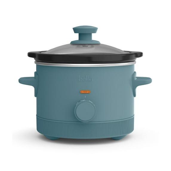 bella 1.5 Qt Manual Slow Cooker with 3 Heat Settings, Ceramic Nonstick Coating, Dishwasher Safe Pot & Tempered Glass Lid, Surf