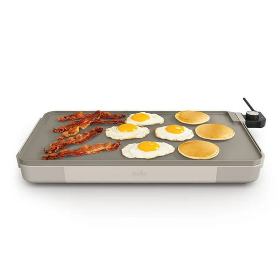 bella 12" x 22" Electric Griddle with EverGood Ceramic Nonstick Coating, Removable Temperature Probe, Oatmilk