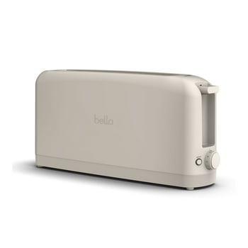 bella 2-Slice Slim Toaster with Extra Long Slot, 6 Setting Shade Control with Reheat & Cancel Buttons, Oatmilk