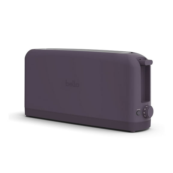 bella 2-Slice Slim Toaster with Extra Long Slot, 6 Setting Shade Control with Reheat & Cancel Buttons, Plum