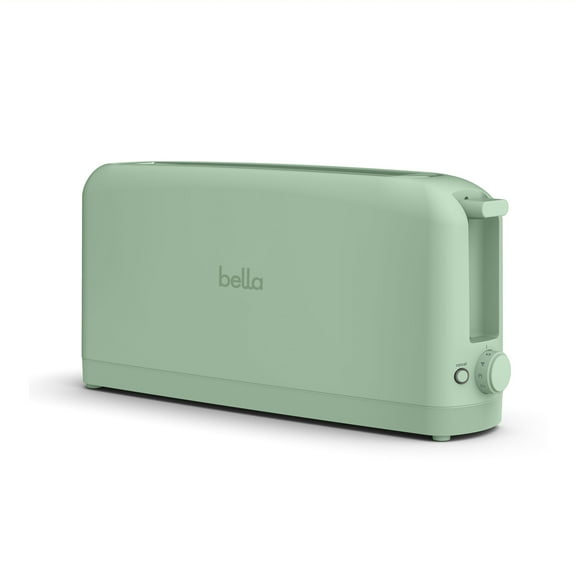 bella 2-Slice Slim Toaster with Extra Long Slot, 6 Setting Shade Control with Reheat & Cancel Buttons, Seaglass