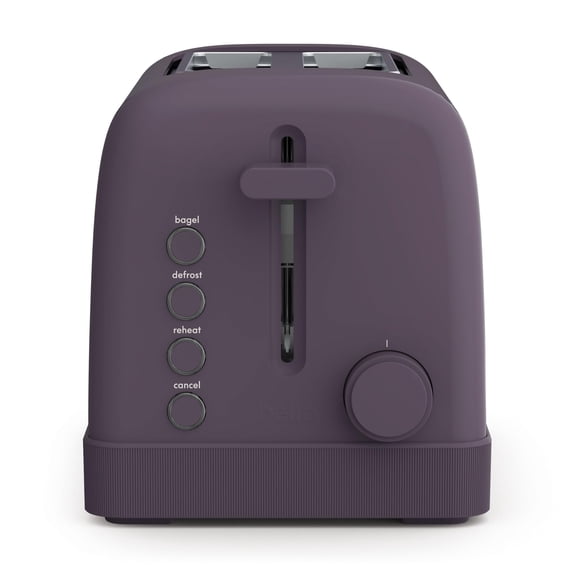 bella 2 Slice Toaster, 6 Setting Shade Control w Reheat, Cancel, Bagel & Defrost Buttons, Removable Crumb Tray, Anti Jam & Auto Shutoff, Auto Centering Guides & Cord Wrap, 900 Watt, Plum