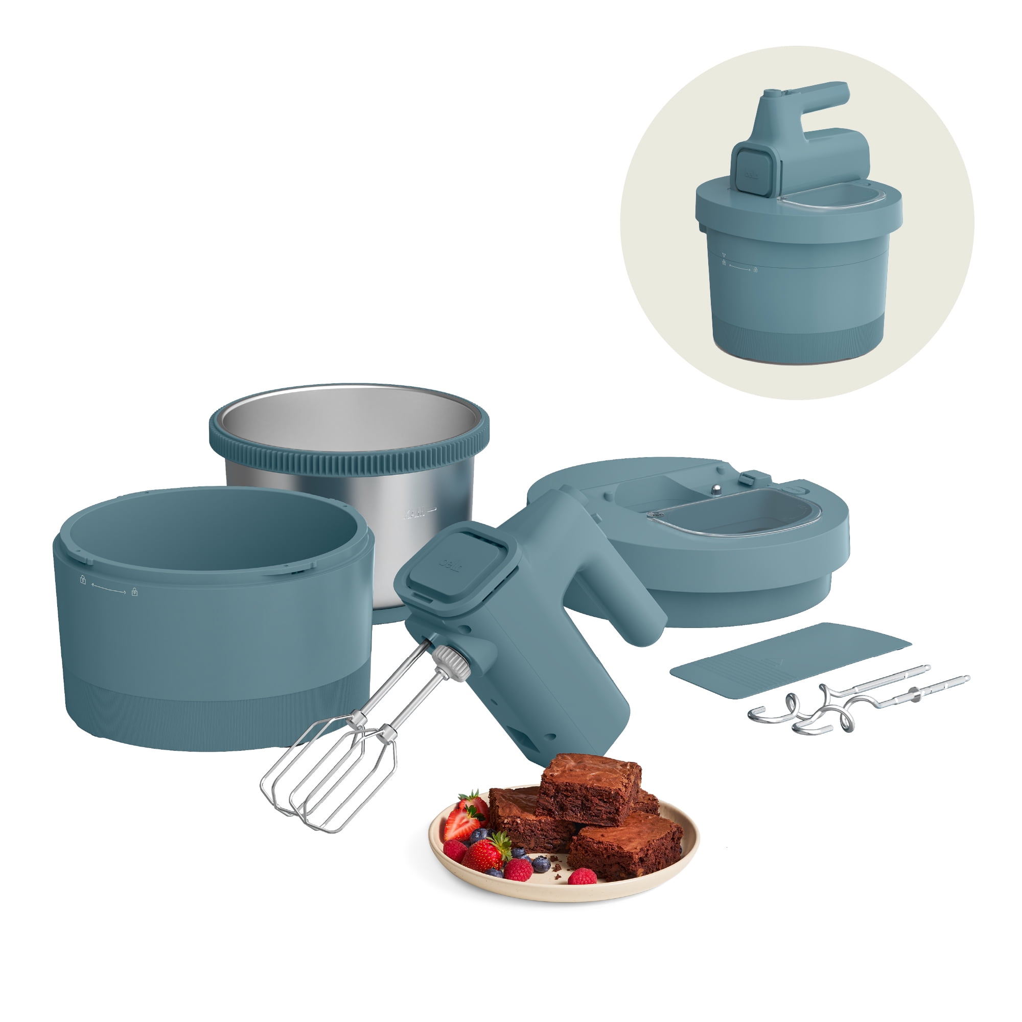 bella 3.5 Qt Hand & Stand Mixer, 2 in 1 Electric Mixer with Bowl, Dough Hook, Whisk & Egg Beater, Surf