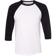 bella 3200 unisex 3 by 4 sleeve baseball tee - white & black, medium