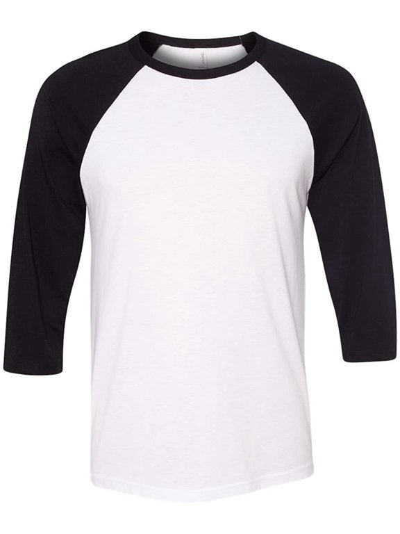 3200 unisex 3 by 4 sleeve baseball tee - white & black, medium