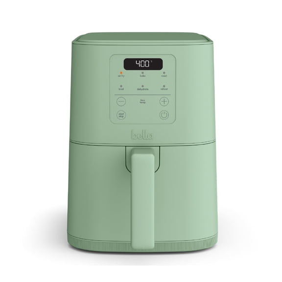 bella 4 Qt Slim Digital Air Fryer with EverGoodâ„¢ Ceramic Nonstick Coating, 6 Preset Cooking Options, Seaglass