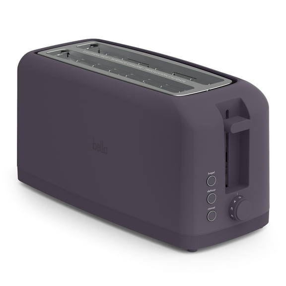 bella 4-Slice Slim Toaster with Extra Long Slot, 6 Setting Shade Control with Reheat & Cancel Buttons, Anti Jam & Auto Shutoff, Plum